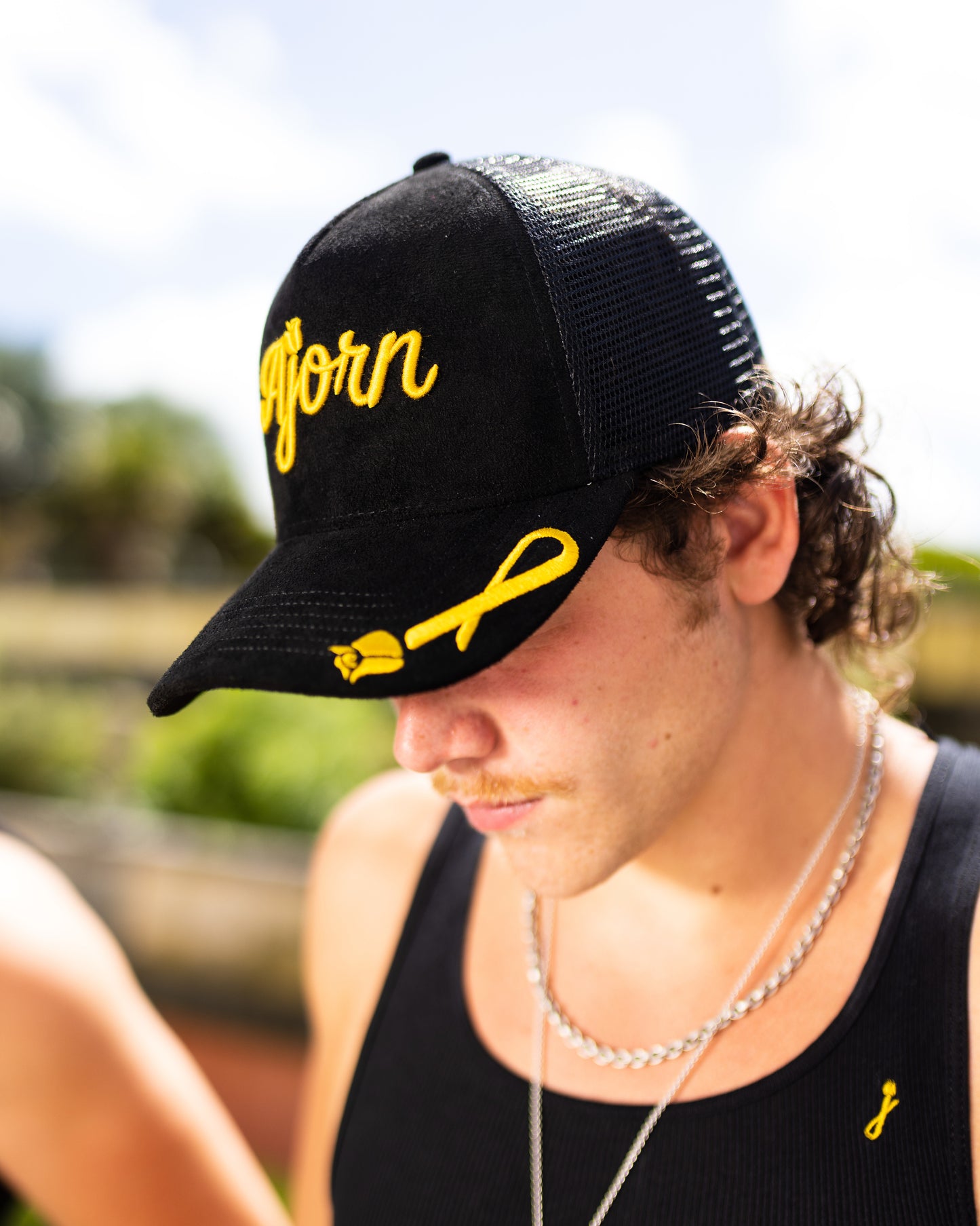 Classic Logo Trucker Hat - Black (Yellow)